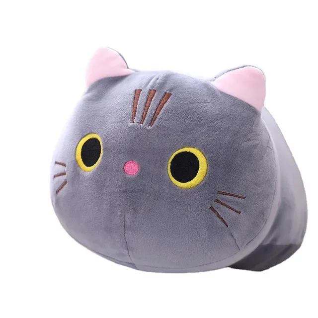 peluche chat gris yeux ronds